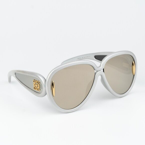 Loewe X PAULA'S IBIZA Men Sunglasses White Gold Mirror Pilot LW40132I 24C - Picture 1 of 11